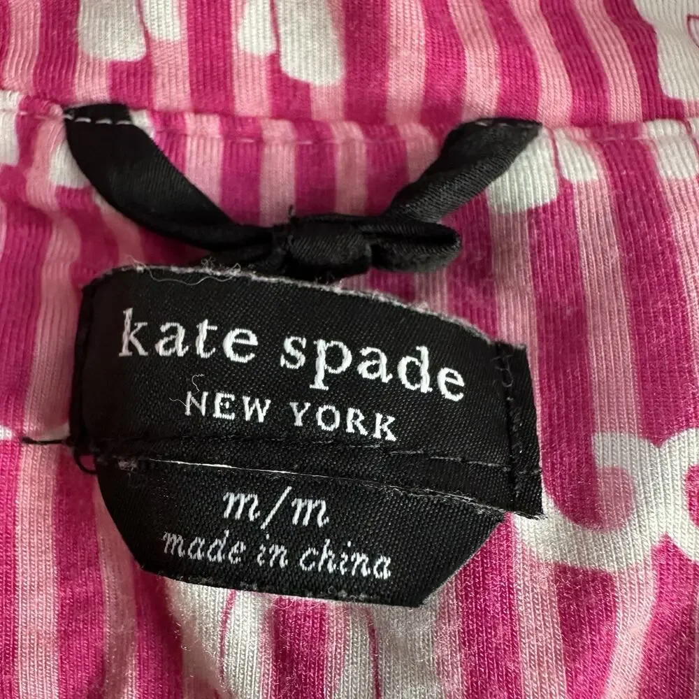 kate spade pink striped elephant button up pajama top Size M